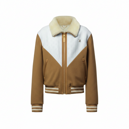Louis Vuitton Monogram Blouson With Shearling Collar "Beige"