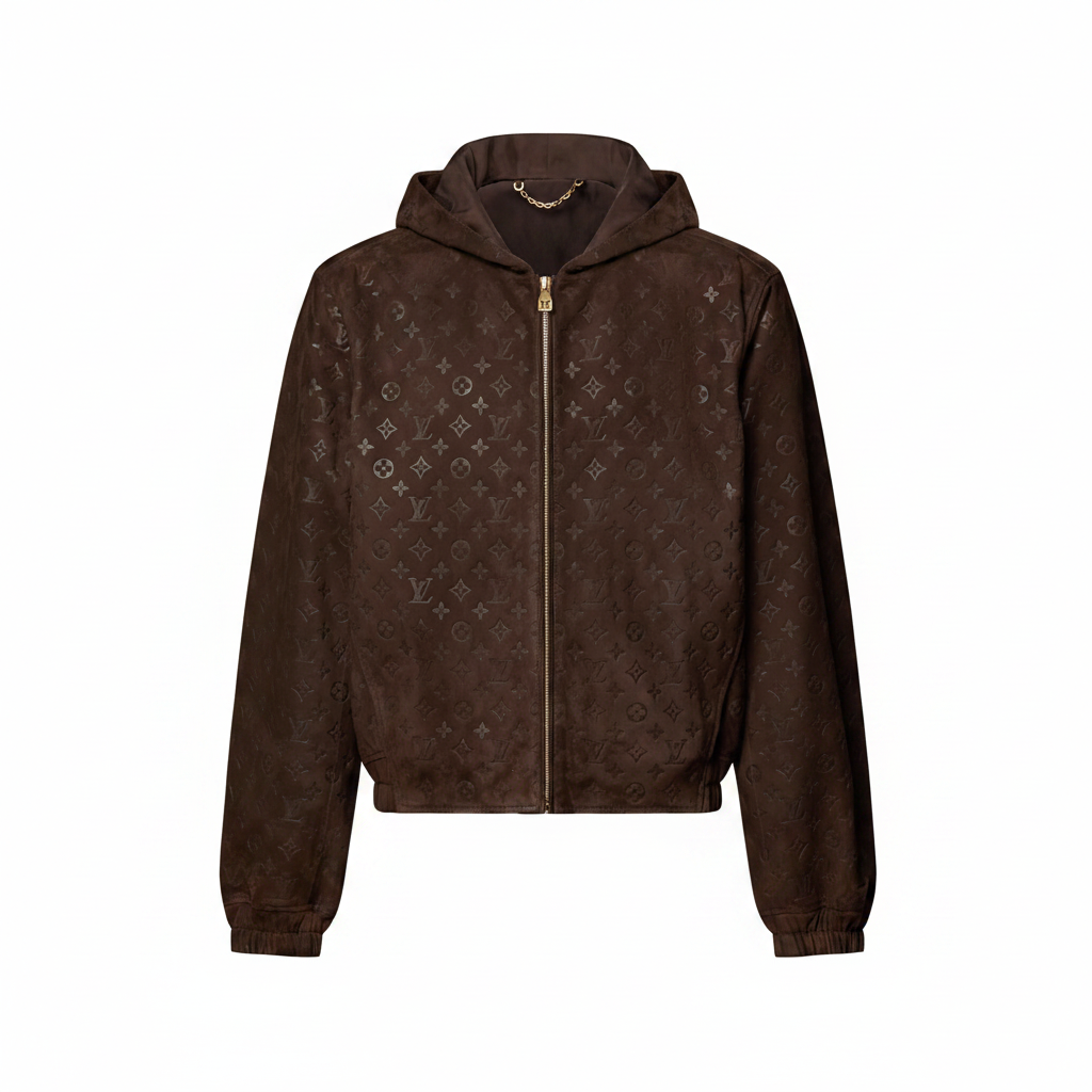 Louis Vuitton Monogram Embossed Suede Hoodie "Coffee"