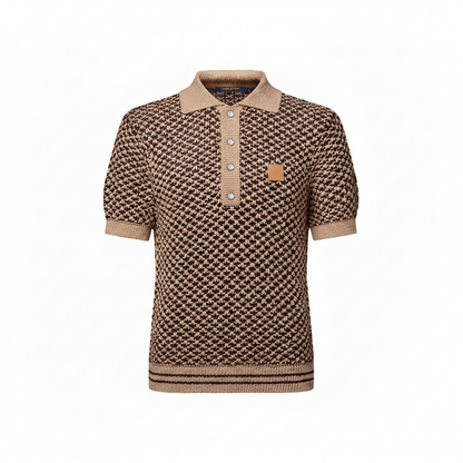 Louis Vuitton Short-Sleeved Knitted Mesh Polo "Camel"