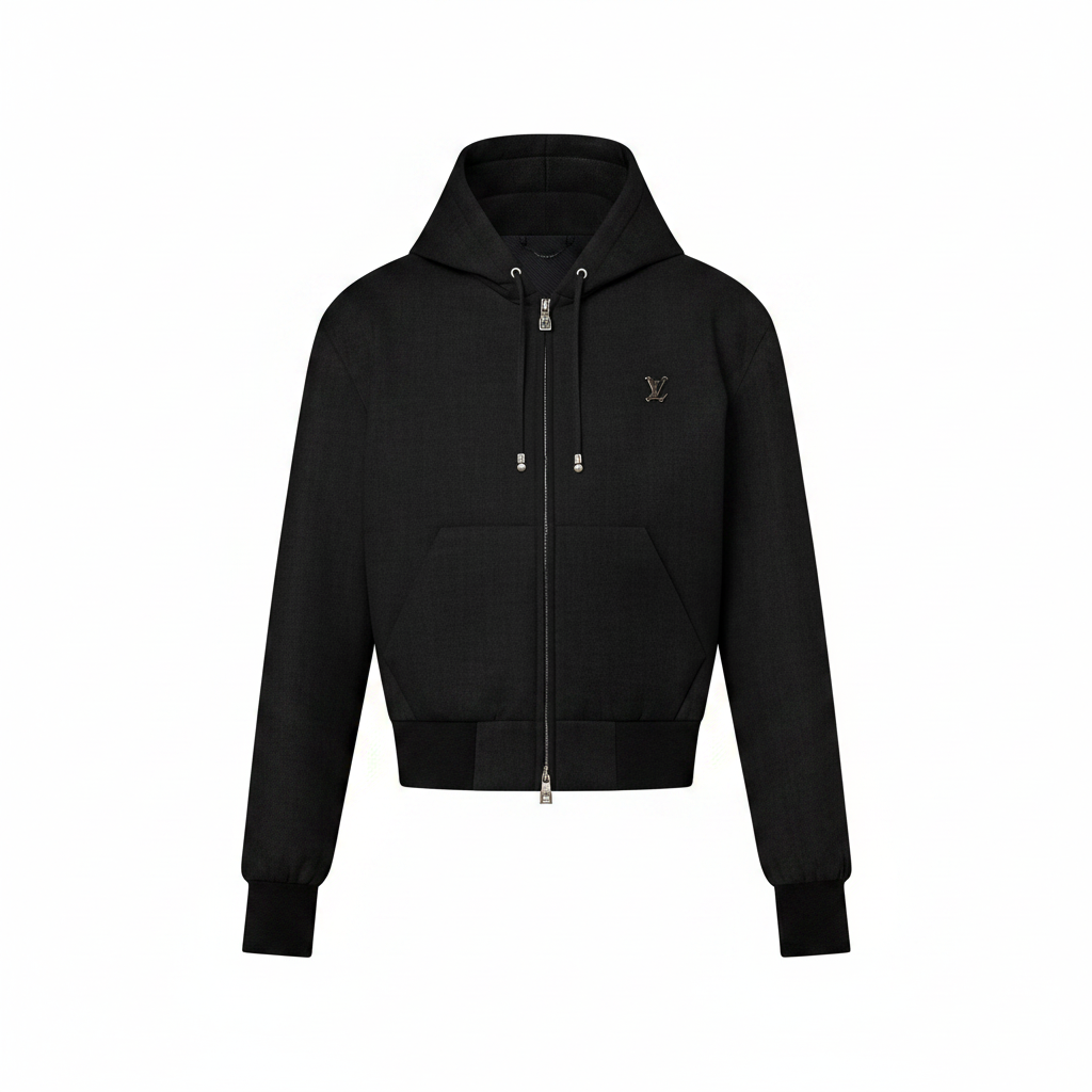 Tailored Technical Wool Hooded Blouson "Black"