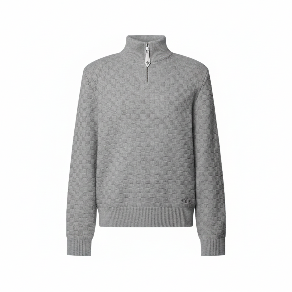 Louis Vuitton Cashmere-Wool Blend Half-Zip Pullover "Gray"