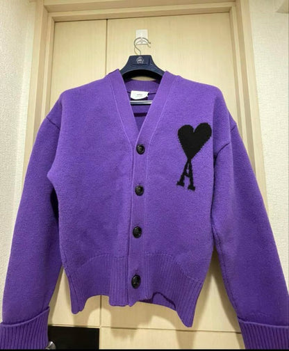 AMI Paris Ami De Coeur Cardigan "Purple"