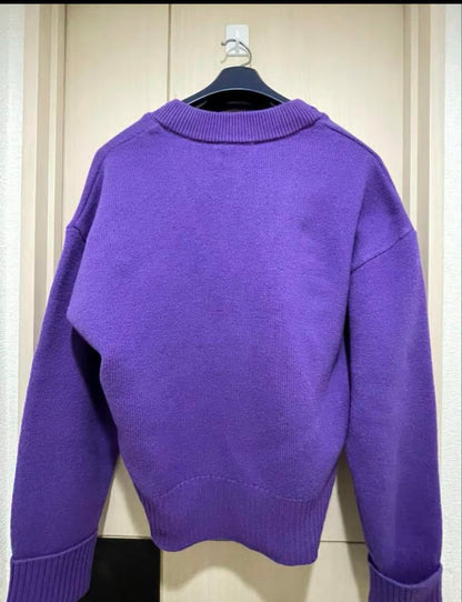 AMI Paris Ami De Coeur Cardigan "Purple"