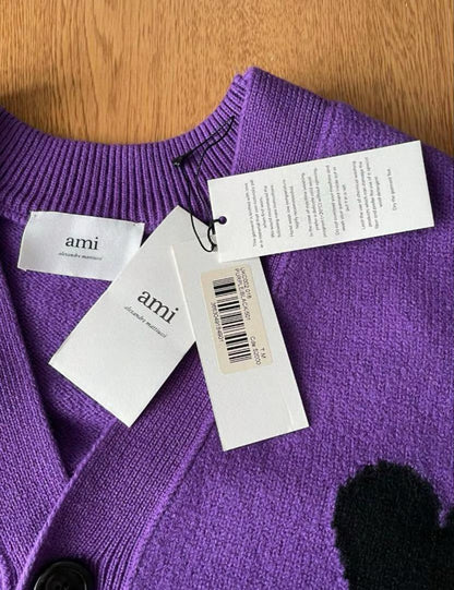 AMI Paris Ami De Coeur Cardigan "Purple"