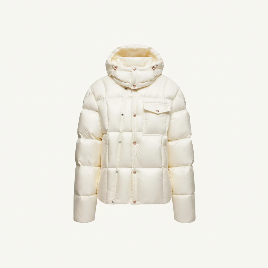 Moncler Serfanto Hooded Short Down Jacket "White Ivory"