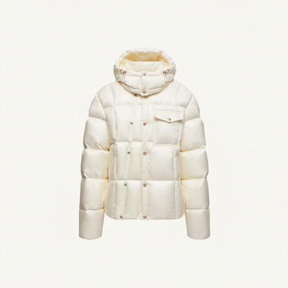 Moncler Serfanto Hooded Short Down Jacket "White Ivory"