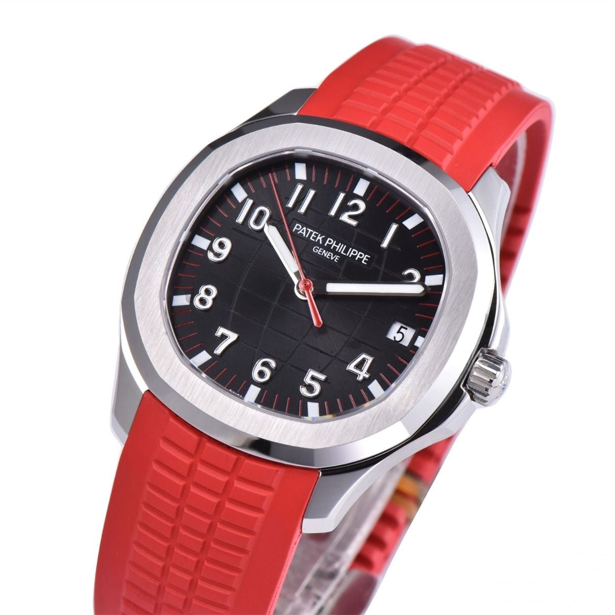 Patek Philippe Aquanaut 40mm Singapore Red Rubber Strap Grey Dial