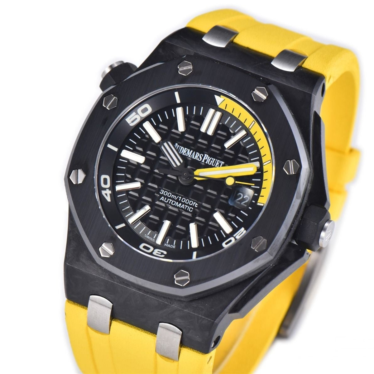 Audemars Piguet Royal Oak Offshore Diver 42mm Yellow Strap Black Dial Forged Carbon